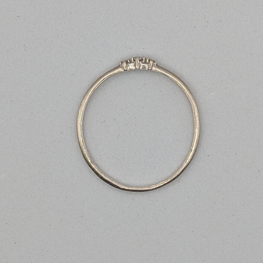 Sterling Silver 925 3-Stone Cubic Zirconia Minimalist Stackable Ring Size 7.5 - Picture 5 of 8